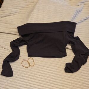 Garage- Off-Shoulder Charcoal Top